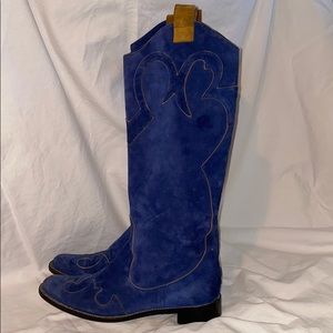Emilio Pucci Blue Suede Western Boots